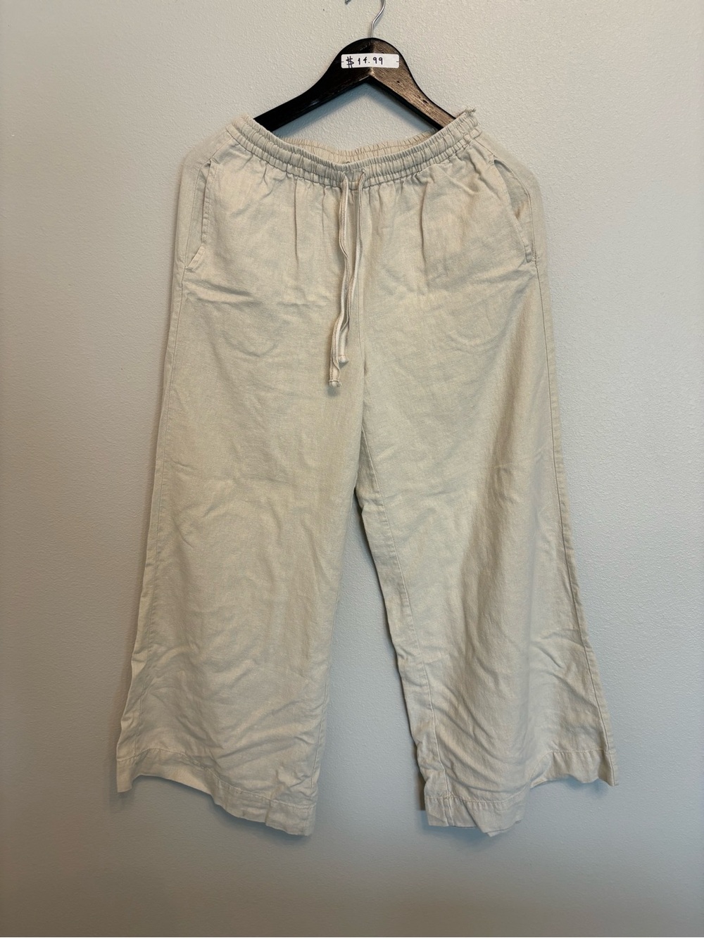 Max Studio London Linen Wide-Leg Pants – Natural/Beige, Size M
